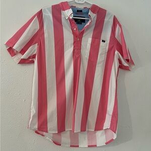 chubbies Pink & White Vertical Stripe Short-Sleeve Button Shirt